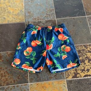 Old Navy Navy Swim Trunks with Orange Citrus Print